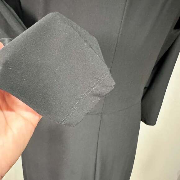 Lauren Ralph Lauren Black Dress Wrap Ruched Draped 3/4 Sleeve, Women Sz 14 - Picture 5 of 8
